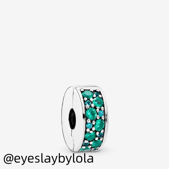 Pandora Teal Pavé Clip Charm - Picture 5 of 5
